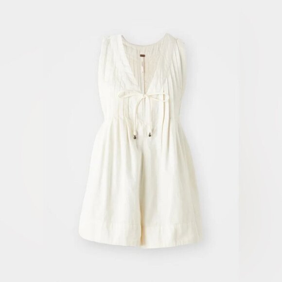 Free People Webster Romper Ivory Cotton Sleeveless Boho Large - Picture 5 of 9
